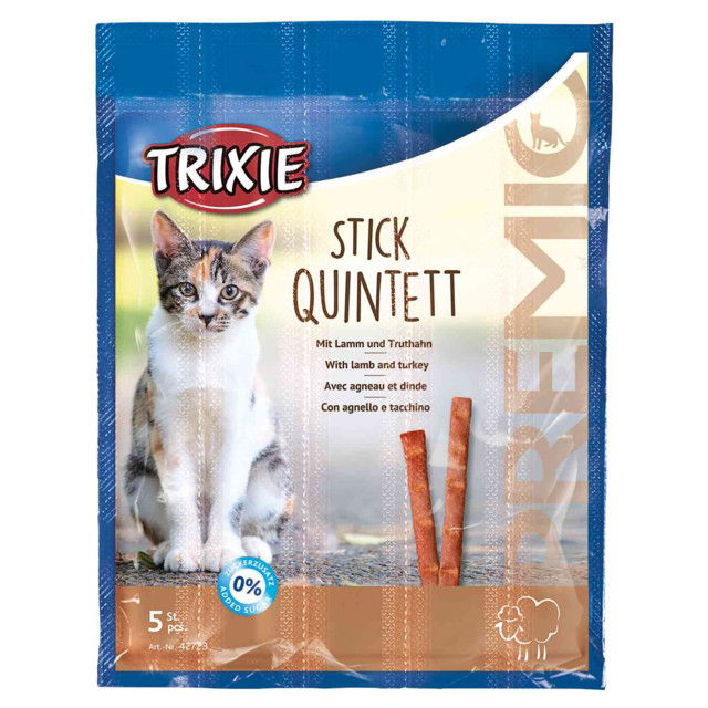 TRIXIE PREMIO Stick Quintett, salmon-trout, skanėstas katėms 5x5 g