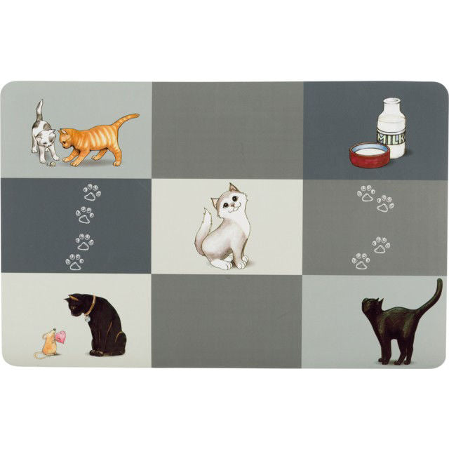 TRIXIE Patchwork Cat Kilimėlis dubenėliams, 44x28 cm, pilka