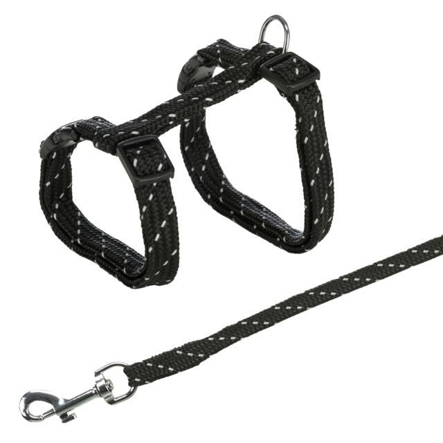 TRIXIE Kačiukų petnešos su pavadėliu, atspind., 27-45cm/10mm, 1.3m