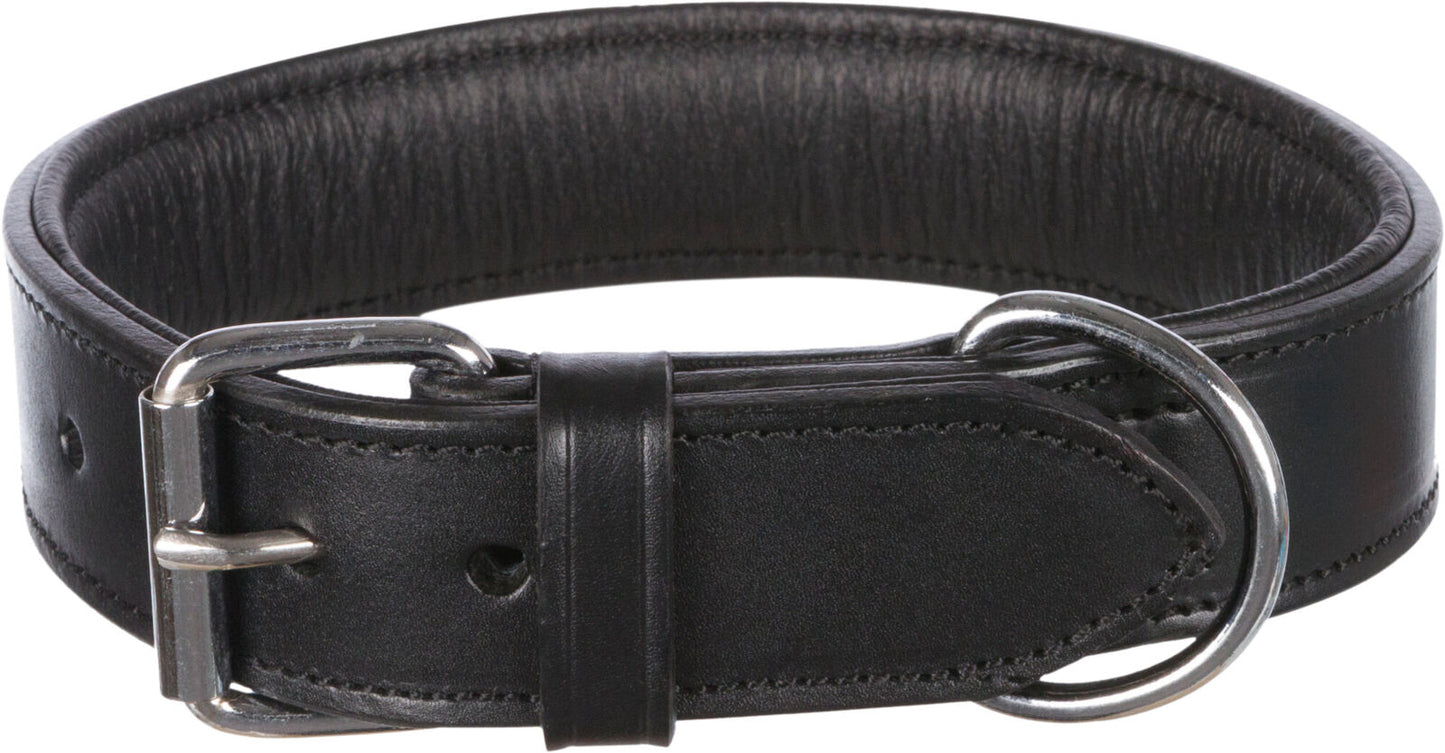TRIXIE Active antkaklis, naturali oda, L-XL: 55-65 cm/40 mm, juodas
