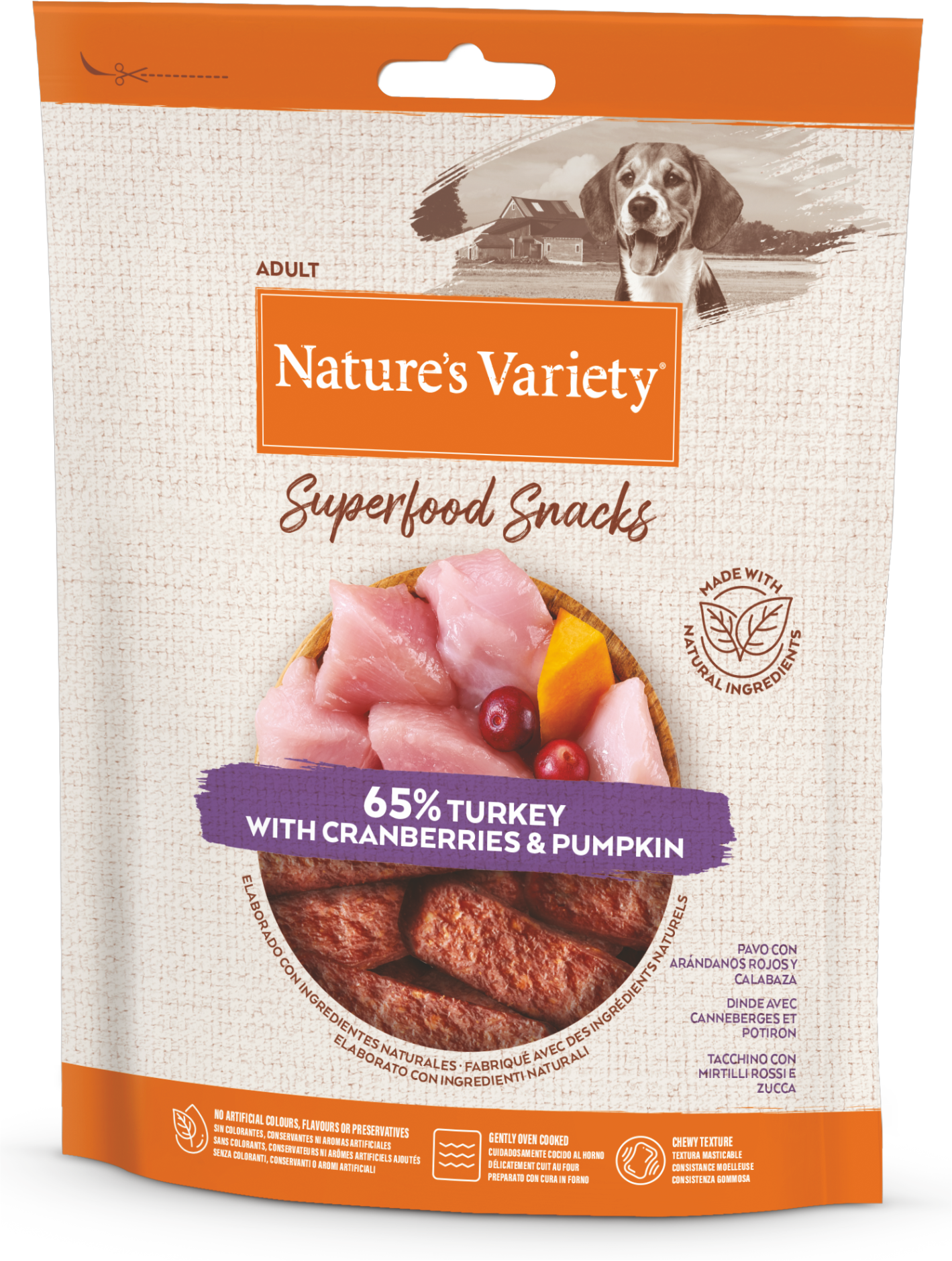 Nature's Variety Super Food Snacks Skanėstai šunims su kalakutiena 85 g