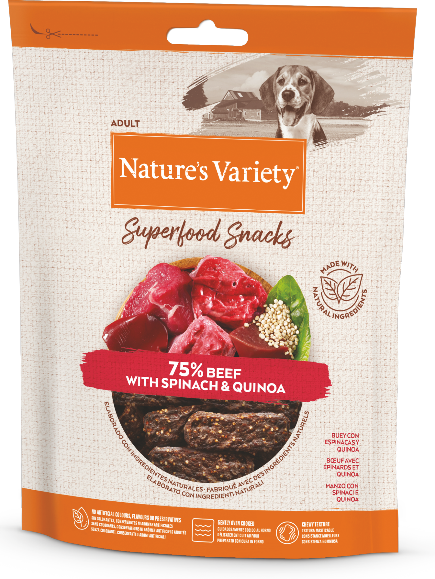 Nature's Variety Super Food Snacks Skanėstai šunims su jautiena 85 g