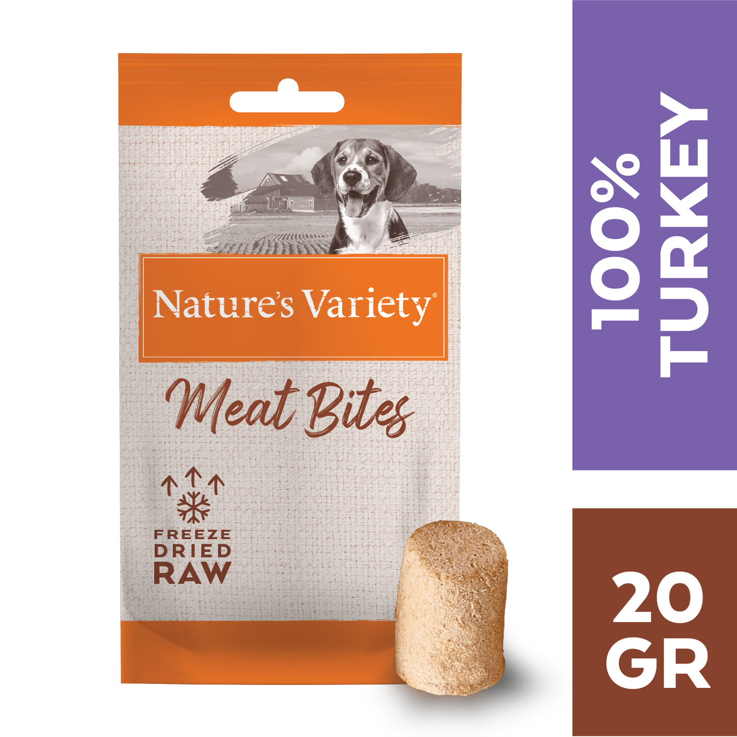 Nature's Variety Meat Bites saldēti kaltēti kārumi ar tītaru 20 g