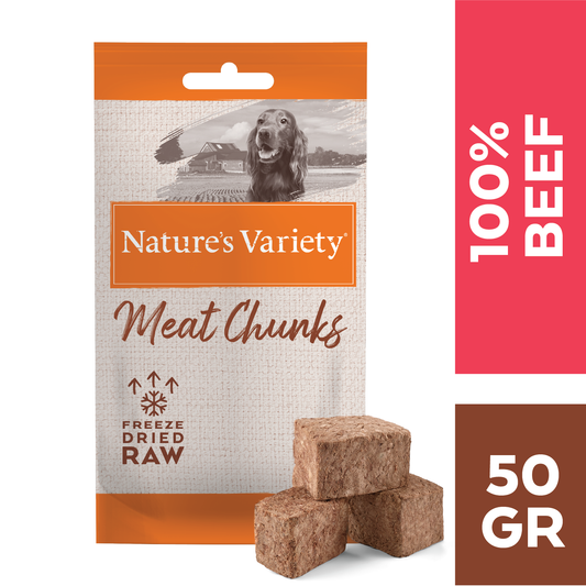 Nature's Variety Meat Chunks Liofilizuoti skanėstai su jautiena 50 g