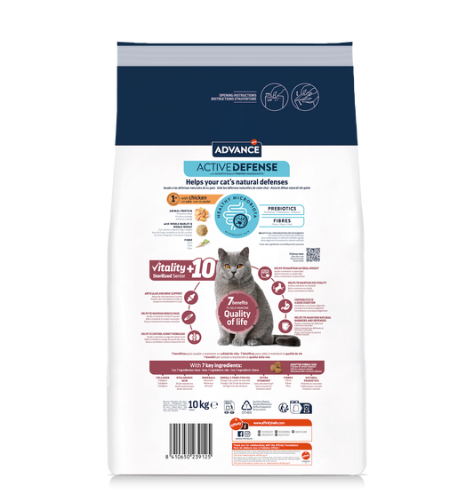 Advance Sterilized Senior Vitality Sausas maistas vyresnio amžiaus sterilizuotoms katėms 10 kg
