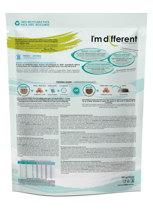 Diff Duck Dinner Liofilizuotas maistas šunims su žuvimi 397g