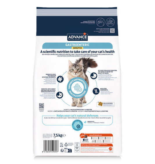 Advance Veterinary Diets Gastroenteric Sensitive sausā barība kaķiem ar jutīgu gremošanas traktu 7,5 kg