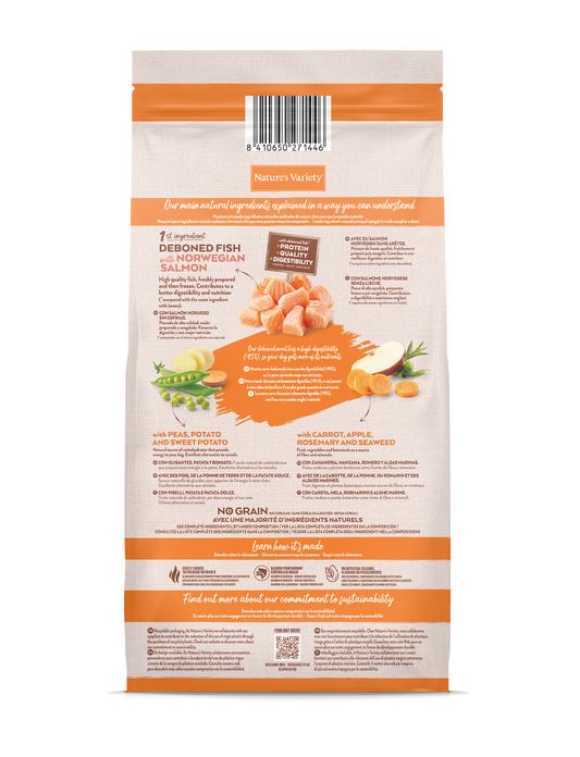 Nature's Variety Original No Grain Mini Adult sausā bezgraudu barība pieaugušiem mazo šķirņu suņiem ar lasi 7 kg