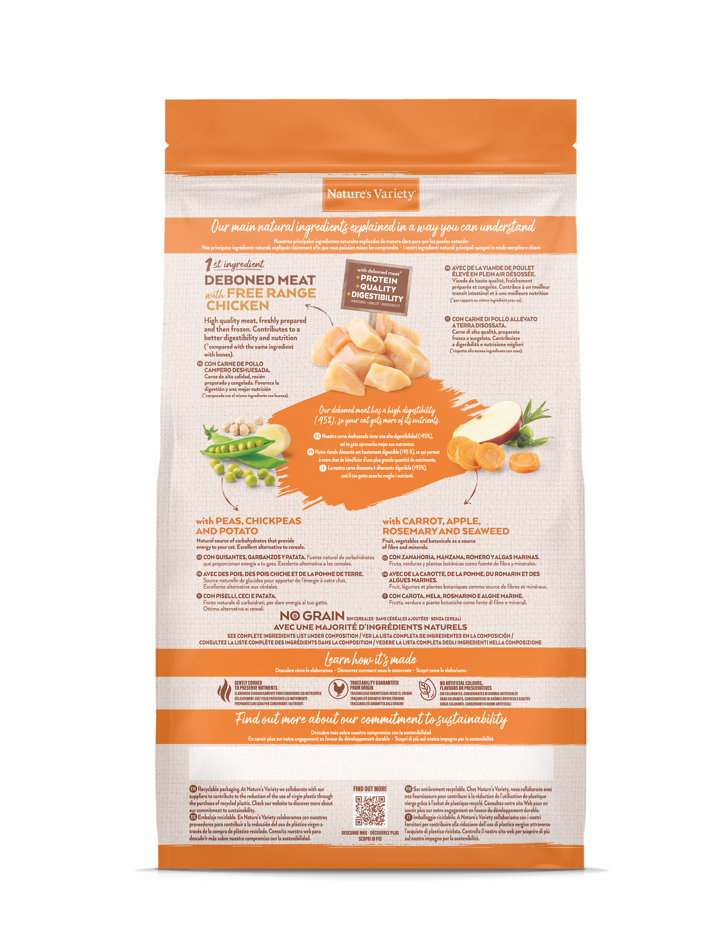 Nature's Variety bezgraudu sterilizētu kaķu sausā barība ar vistu 1,25 kg