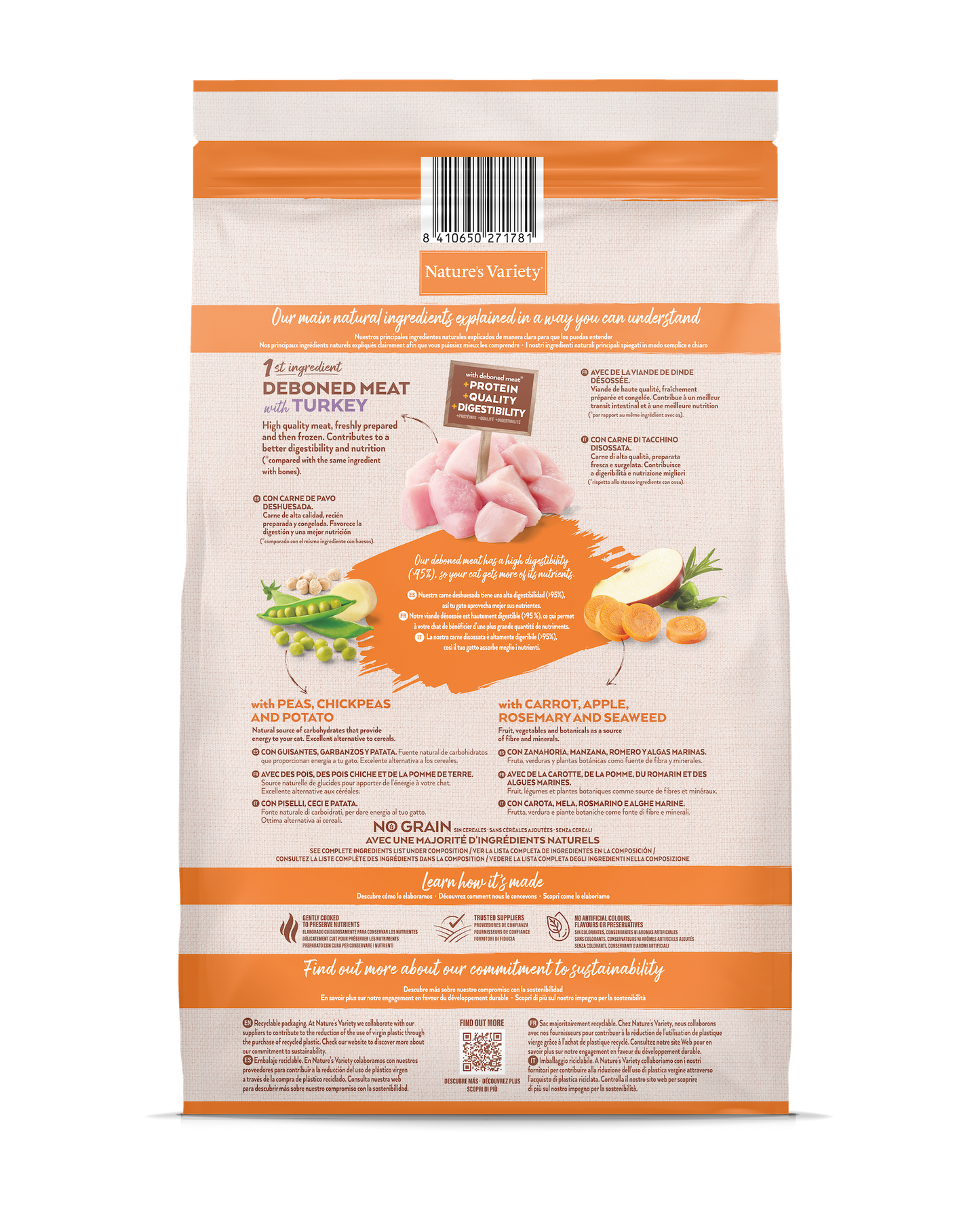 Nature's Variety bezgraudu sterilizētu kaķu sausā barība ar tītaru 7 kg