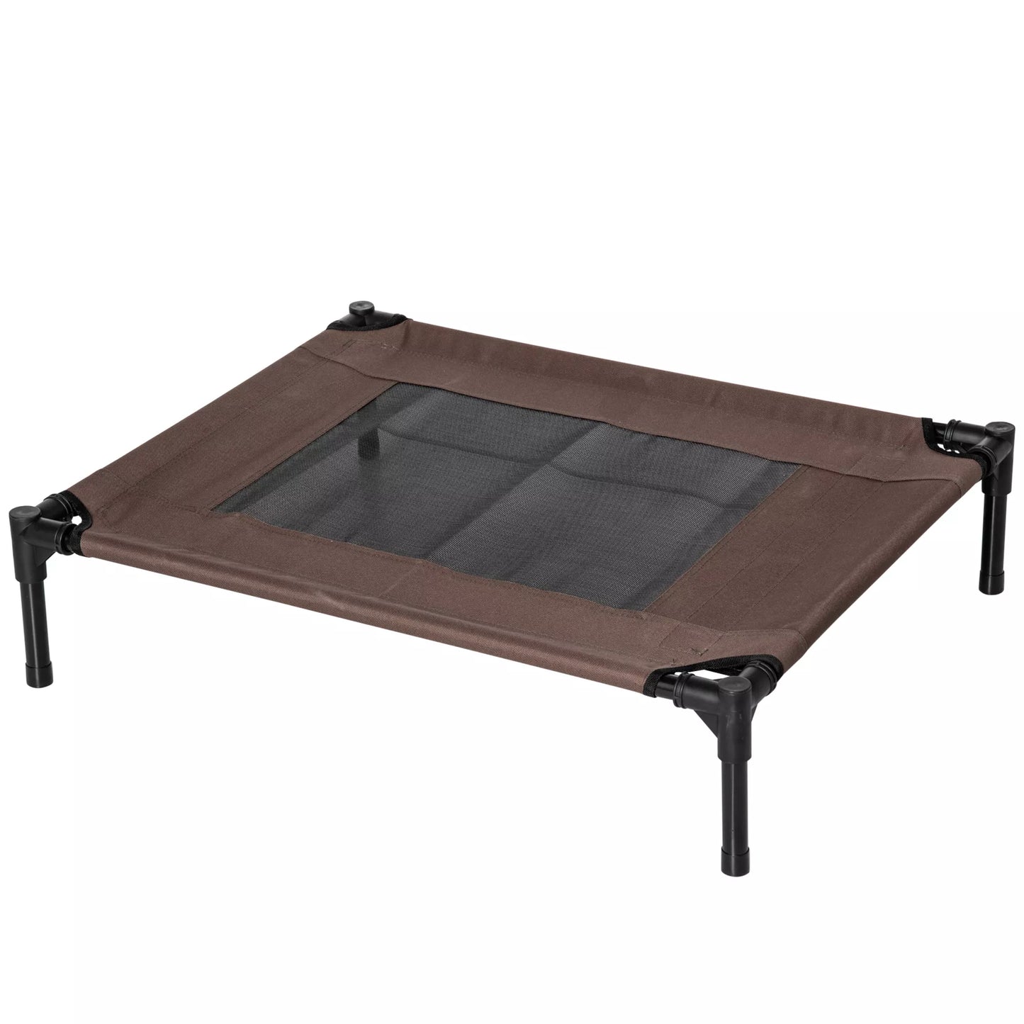 Āra suņu gulta, paaugstināta suņu gulta vidējiem un lieliem suņiem, stabila mājdzīvnieku gulta ar mazgājamu sietu, kaķu gulta, mājdzīvnieku gulta, guļvieta ārā, kempingam, 76 x 61 x 18 cm, brūna