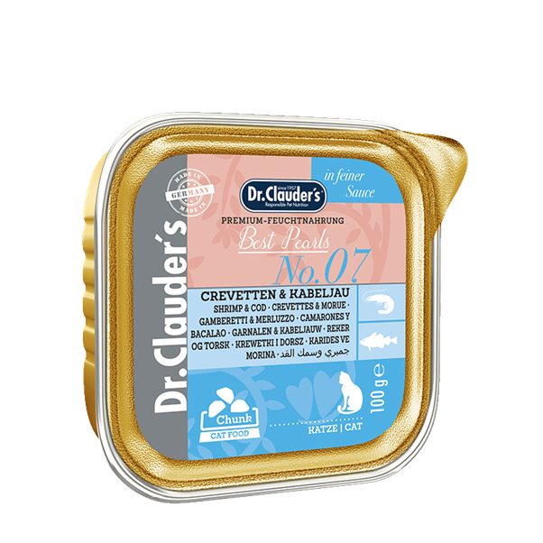 DR. CLAUDER'S drėgnas maistas katėms su krevetėmis ir menke padaže 100g