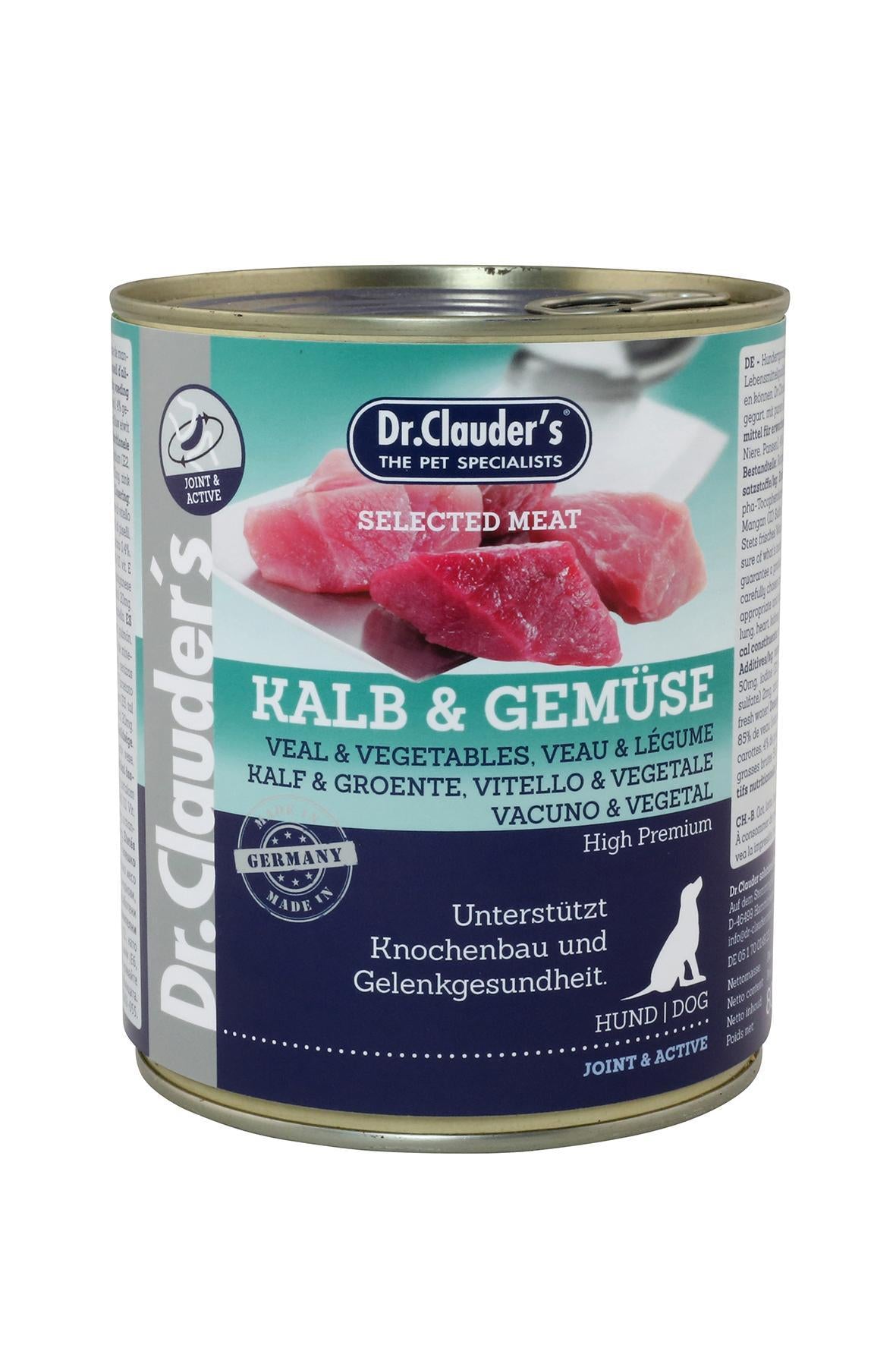 DR. CLAUDER'S subalansuotas drėgnas maistas šunims su veršiena ir daržovėmis kaulams ir sąnariams 800g