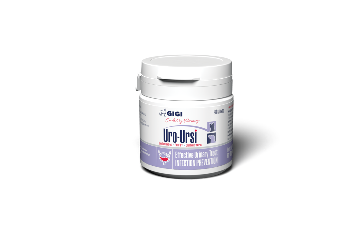 GIGI URO-URSI Papildas tabletėmis šunims ir katėms akmenų pasišalinimui iš šlapimo takų - 28 tab.