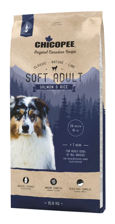 CHICOPEE Classic Nature Line Soft Adult Salmon & Rice – 15 kg