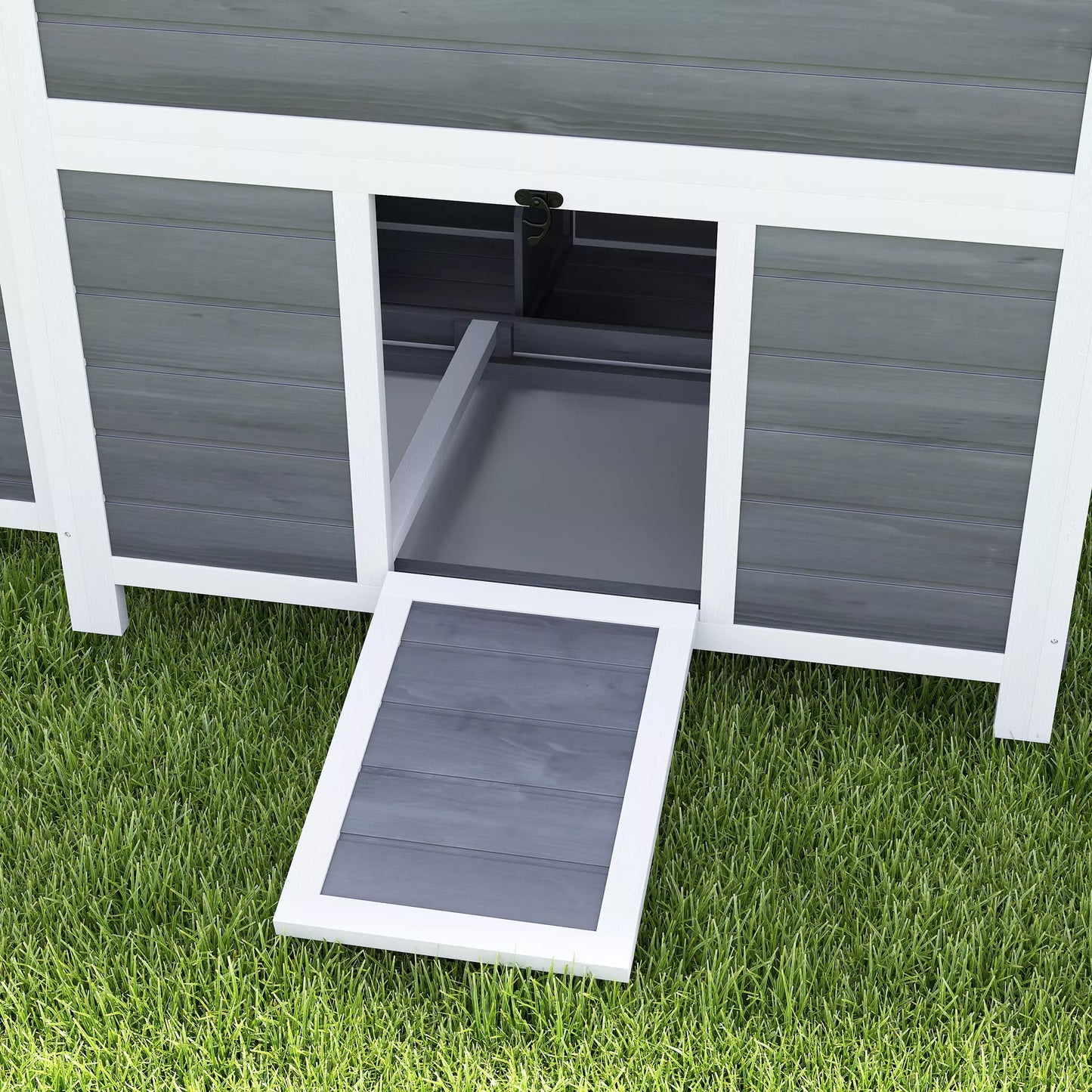 Chicken coop with nesting box for 4-6 chickens, waterproof roof, spruce wood, plastic, 100 x 86 x 100 cm, light gray