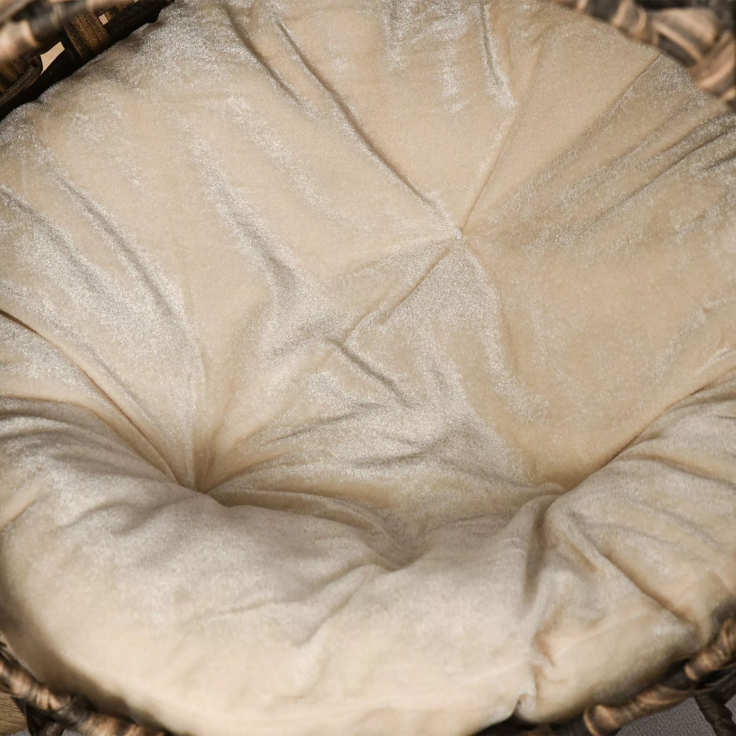 Rattan Cat House with Cushion, Cat Bed with Raised Legs, Brown, Ø52 x 58 cm