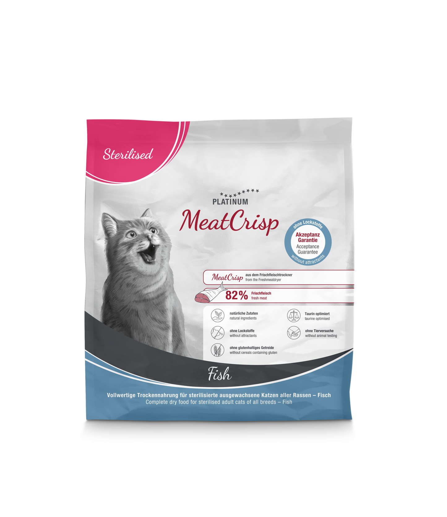 Platinum MeatCrisp sausā barība sterilizētiem kaķiem ar zivīm