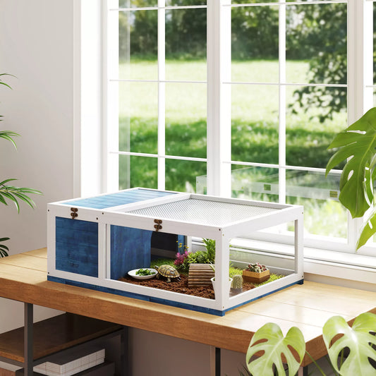 Koka bruņurupuču mājiņa/aploks ar atveramu augšpusi, 91x60,5x32 cm, zils