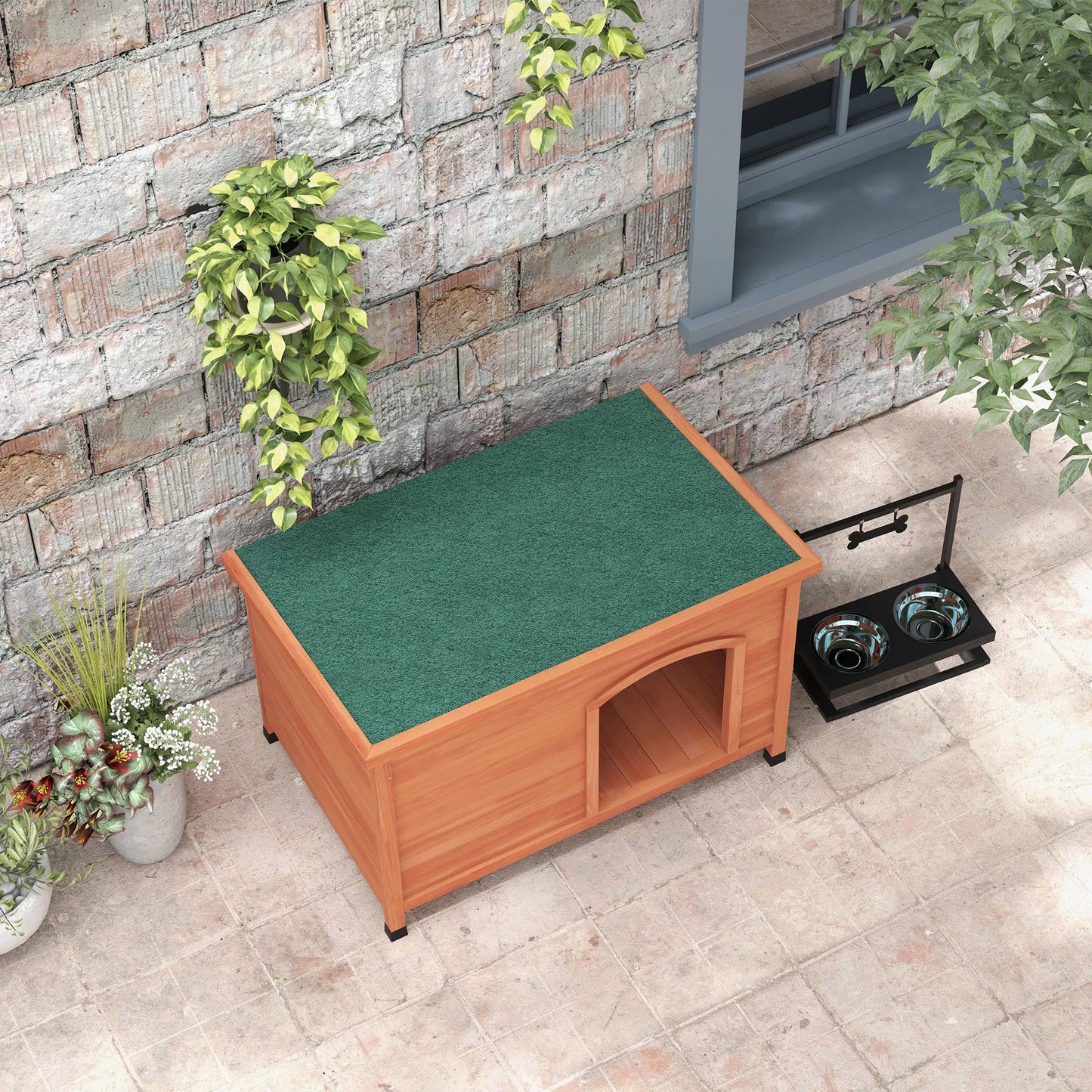 Wooden dog kennel XXL, 100 cm x 65.5 cm x 68 cm, Brown + Green