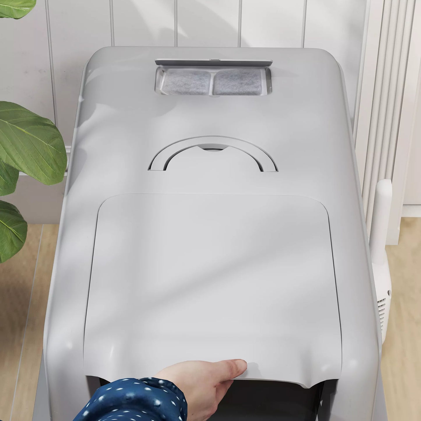 Kaķu pakaišu kaste, nerūsējošā tērauda konteiners, filtrs, kausiņa, kaķiem līdz 6 kg, 40,5 x 60,5 x 41,5 cm, pelēka/sudrabaina