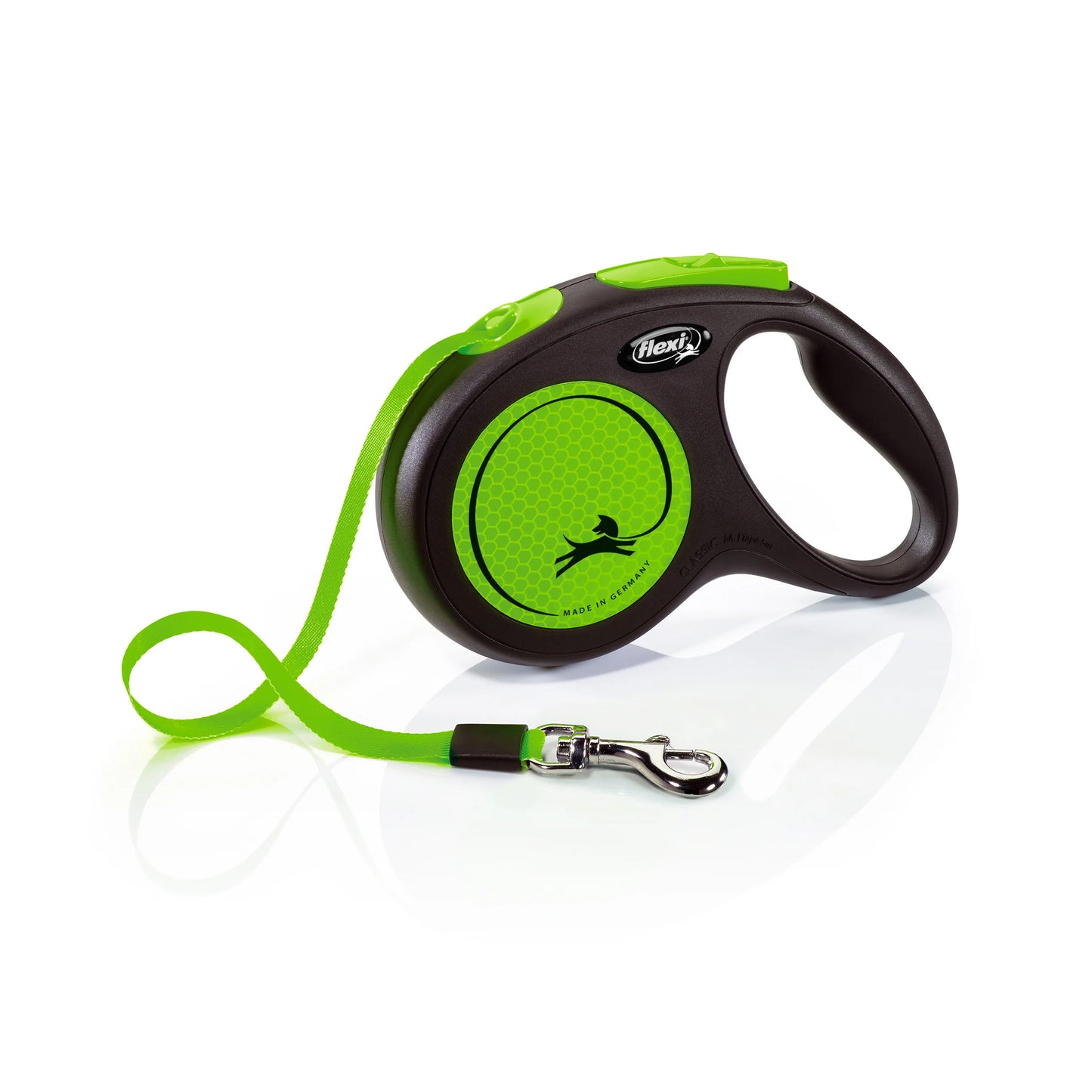 Flexi New Classic Neon juostinis pavadėlis 5m – Žalia / S - 5m iki 15 kg