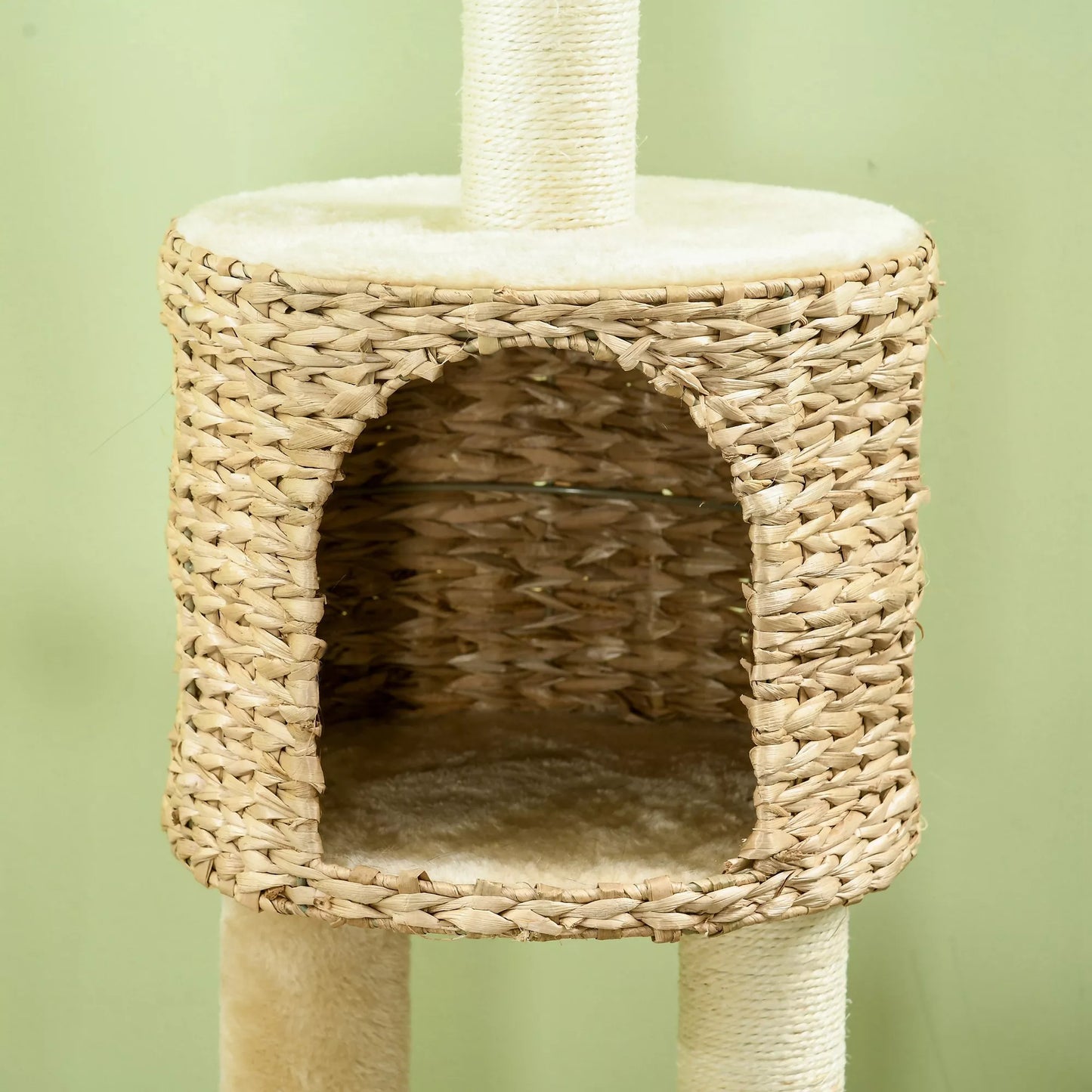 Cat scratching post with cat bed, resting platform, play ball, 45x40x116cm, brown/beige