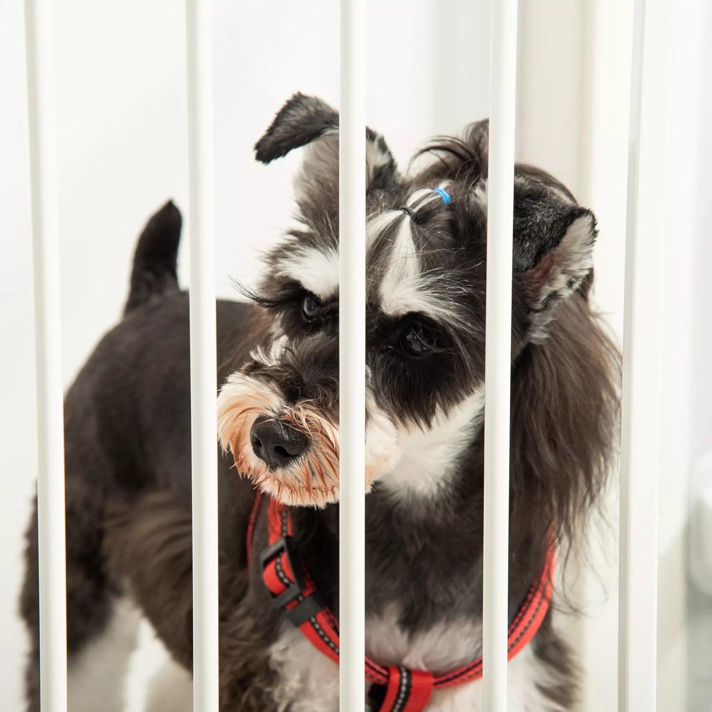 Suņu drošības vārti, durvju un mājdzīvnieku drošības vārti, regulējami, salokāmi, kamīna vārti ar pašaizverošām durvīm, 3 paneļi, krāsnij, stiprināmi pie sienas/brīvi stāvoši, balti, 202,5 x 76 cm