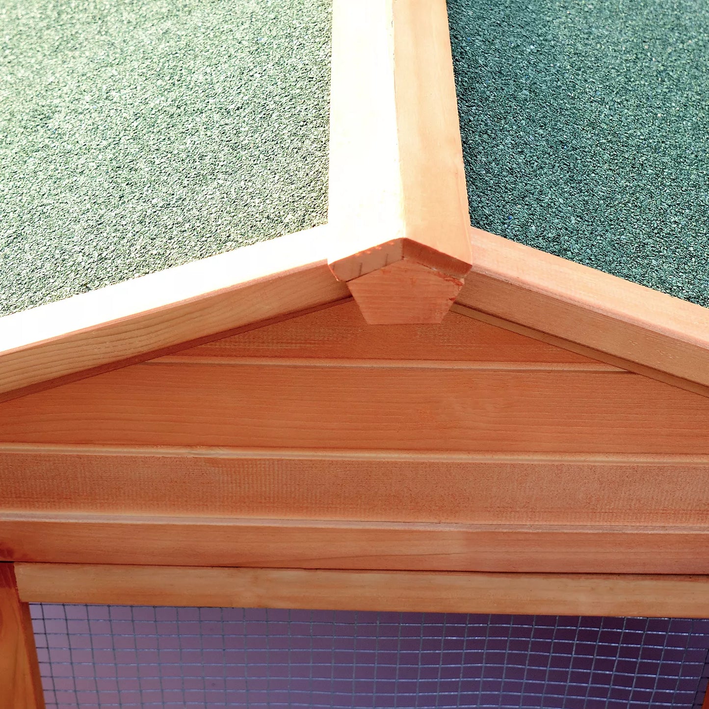 Mazo dzīvnieku kūts/būris ar 2 āra aplokiem, 2 rampām, 309 cm x 79 cm x 86 cm, dabīga + zaļa krāsa