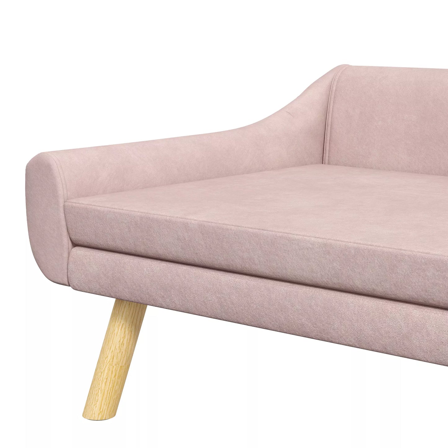 Gyvūnėlių sofa šuniukams, skandinaviško dizaino, su nuimama pagalvėle, veliūrinė išvaizda, 102 cm x 58,5 cm x 42,5 cm, rožinė + natūrali