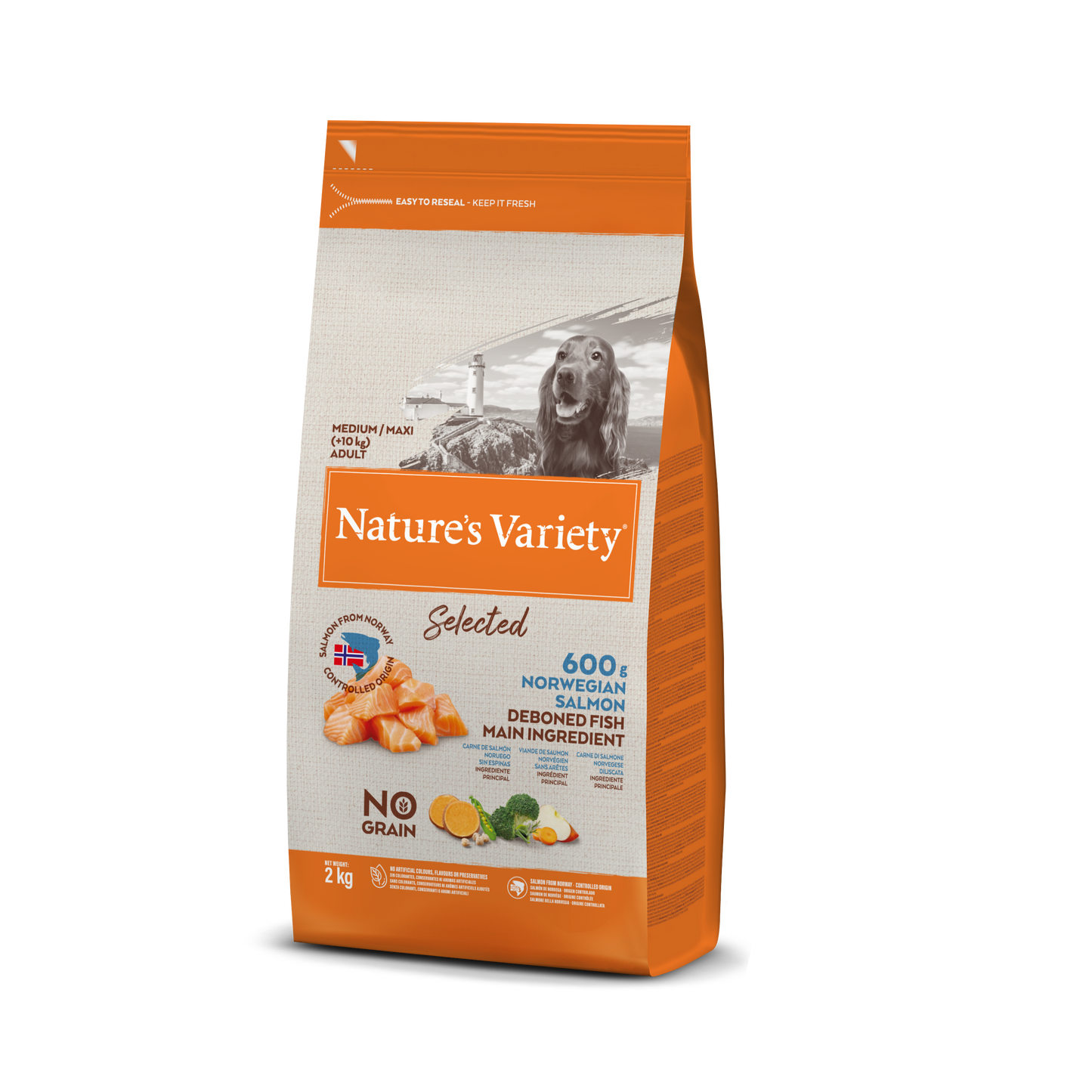 Nature's Variety Selected Med/Max Adult Sausas maistas suaugusiems vidutinių ir didžiųjų veislių šunims su norvegiška lašiša 2 kg
