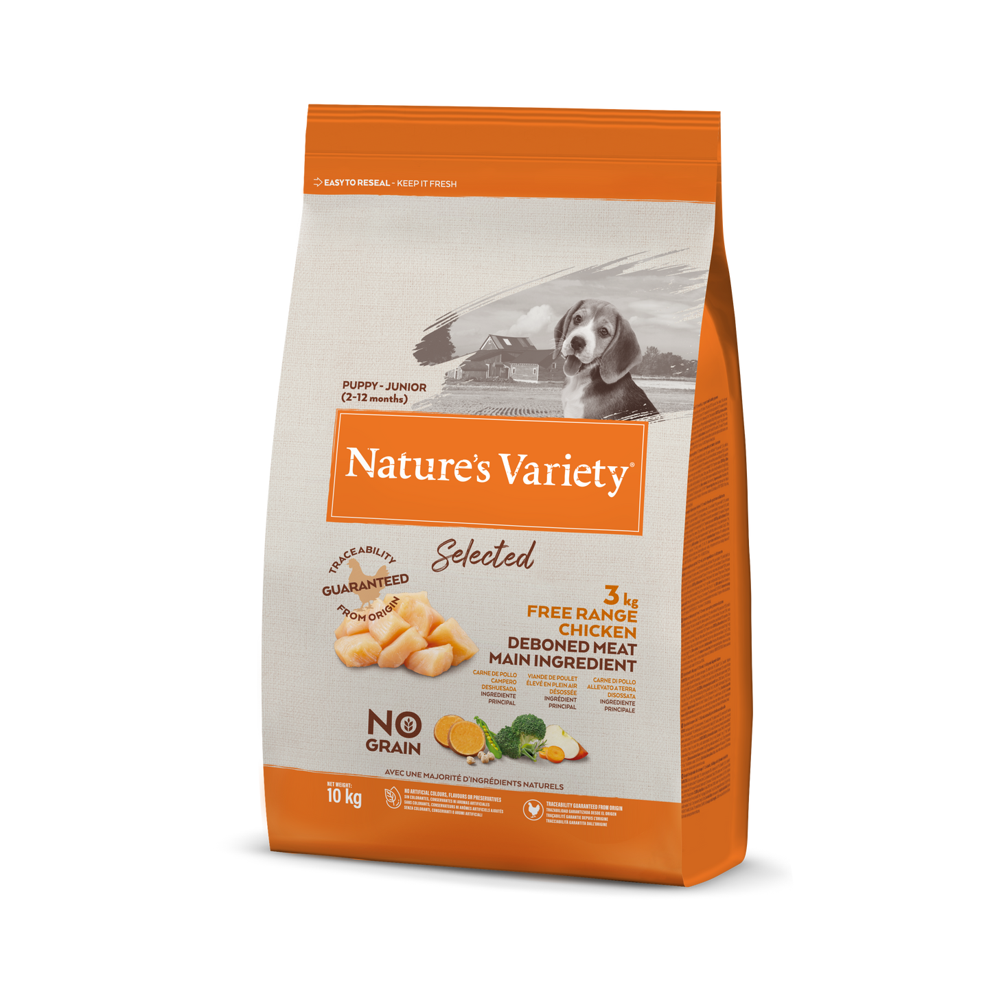 Nature's Variety Selected Puppy-Junior Sausas maistas augantiems šuniukams su vištiena 10 kg