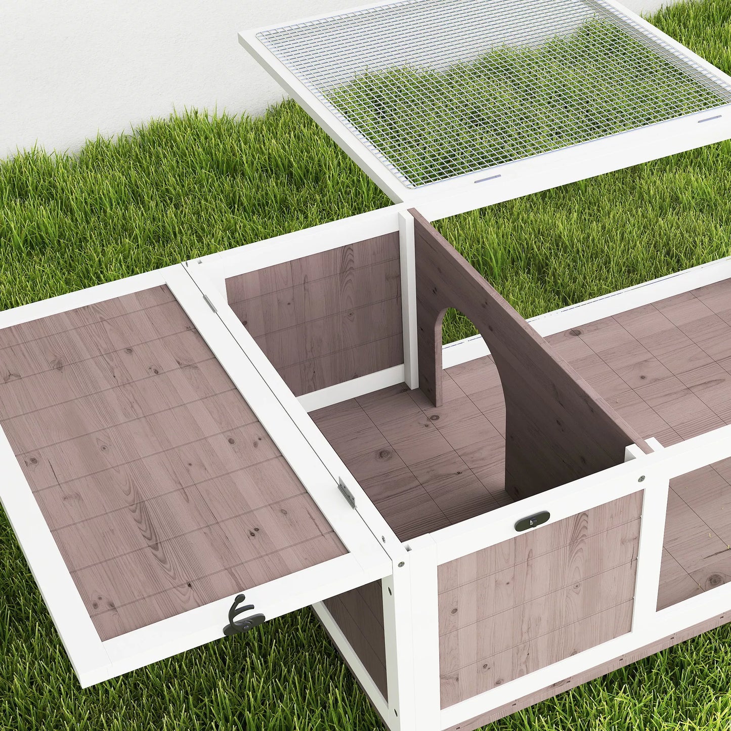 Koka bruņurupuču māja, bruņurupuču aploks ar galvenajiem nodalījumiem, atverams augšējais vāks, 91x60,5x32 cm, brūna