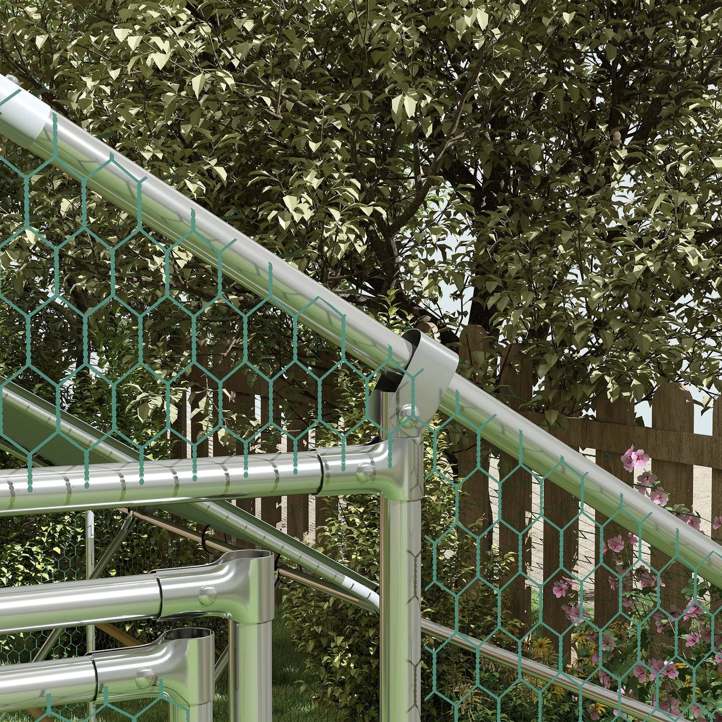 Vistu kūts, āra aploks vistām, ar UV staru izturīgu tentu, tērauda restēm, automātisko barotavu, 12-18 vistām