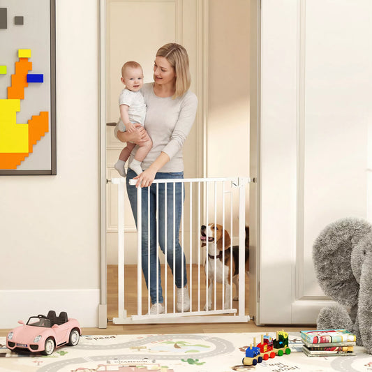 Apsauginiai varteliai, laiptų ir durų užtvaras be gręžimo su automatiniu uždarymu, 76-82x76 cm, balta