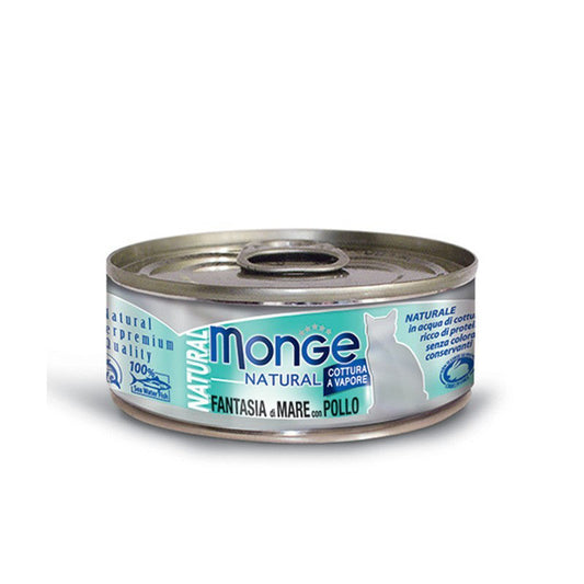 Monge kons. pašaras katėms su gardžiomis jūros gėrybėmis ir vištiena 80g