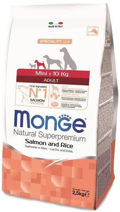 Monge mini adult sausas pašaras (lašiša ir ryžiai) 2,5kg