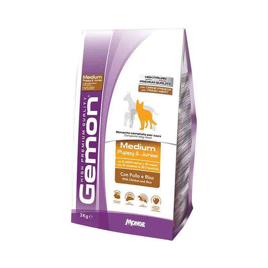 Gemon medium puppy visavertis pašaras jauniems šuniukams su vištiena ir ryžiais 15kg