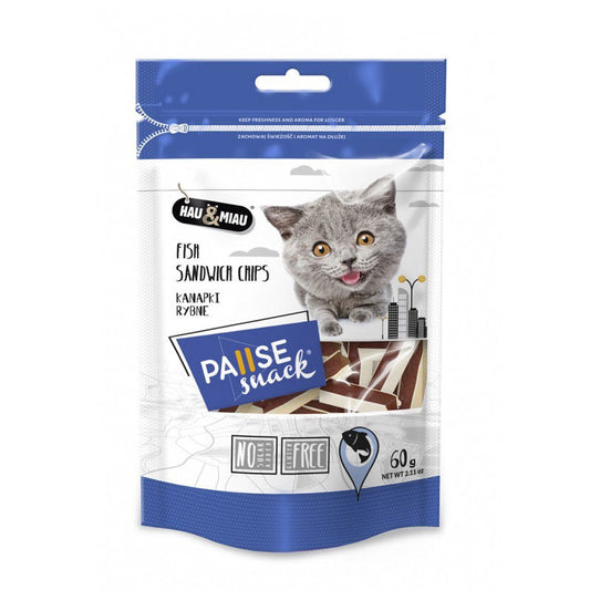 Hau&Miau skanėstai katėms žuvies sumuštiniai  60g x 10 pak