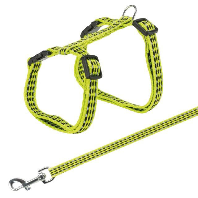 TRIXIE  Kačių petnešos su pavadėliu, atspind., metal. sagtys, 22-42 cm-10 mm, 1.20 m