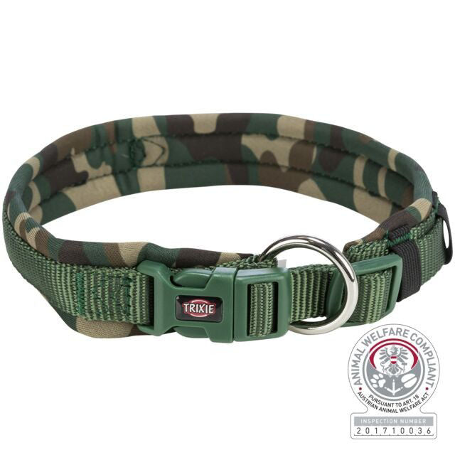 TRIXIE Premium antkaklis, platus su neoprenu XS-S 27-35cm/10mm, kamufl./miško