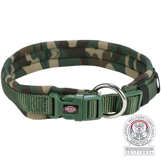 TRIXIE Premium antkaklis, platus su neoprenu L 49-55cm/25mm, kamufl./miško