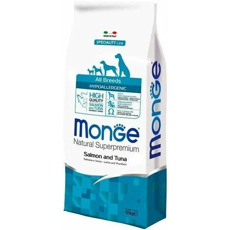 Monge Hypoallergenic adult sausas pašaras suaugusiems šunims su lašiša ir tunu 12kg