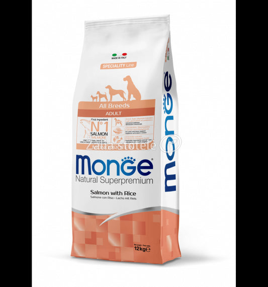 Monge adult sausas pašaras (lašiša ir ryžiai) 12kg