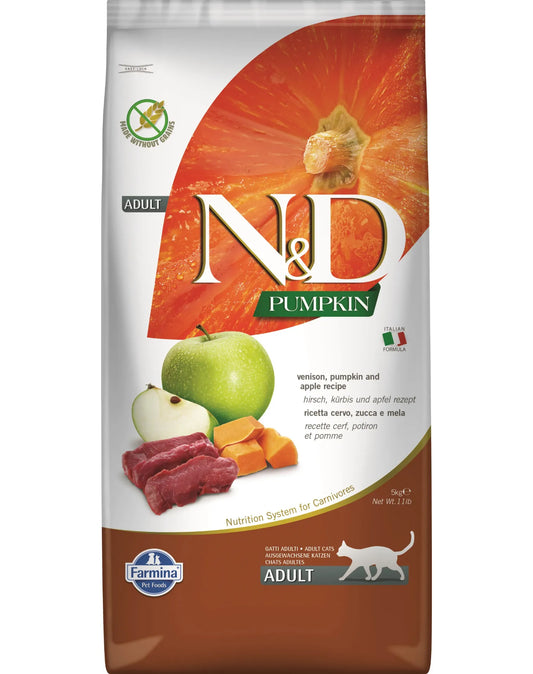 FARMINA N&D PUMPKIN- CAT Dry Venison&Apple ADULT 5 kg