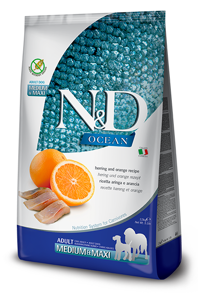 FARMINA N&D OCEAN - DOG Dry Herring&Orange ADULT MED&MAX 2,5 kg