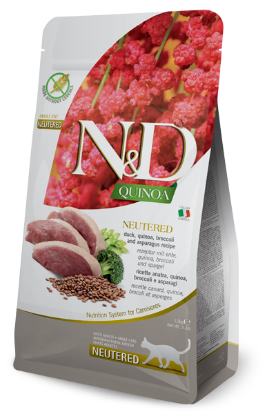 FARMINA N&D QUINOA - CAT Dry NEUTERED Duck Broccoli&Asparagus ADULT 1,5 kg