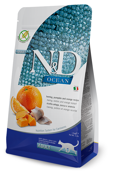 FARMINA N&D OCEAN  - CAT Dry Herring Pumpkin&Orange ADULT 1,5 kg
