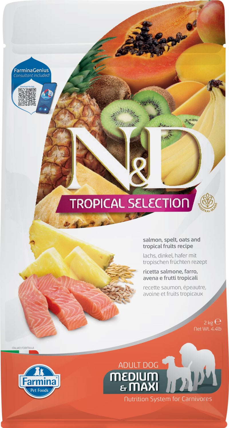 FARMINA N&D TROPICAL SELECTION - DOG Dry Salmon ADULT MED&MAX 2 kg