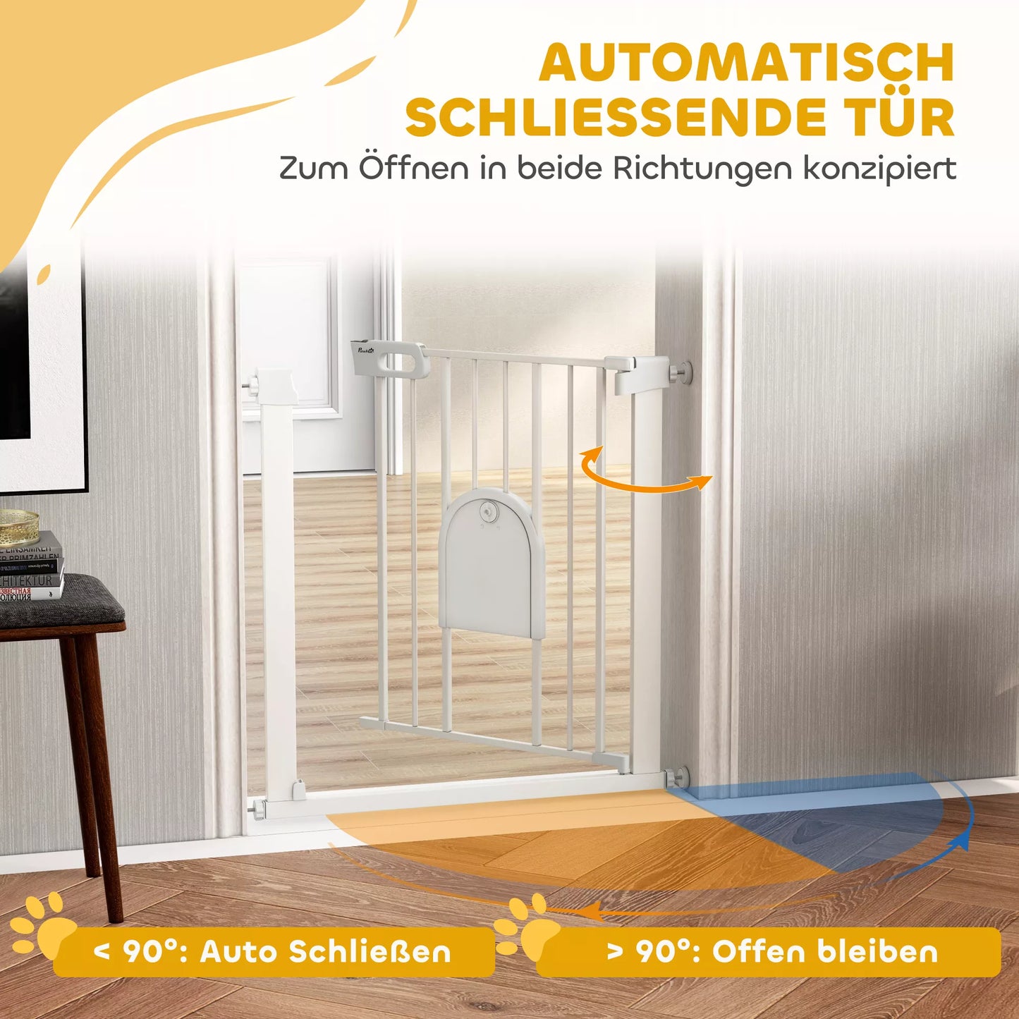 Reguliuojami apsauginiai varteliai gyvūnams su mažu praėjimu, metaliniai, plastikiniai, balti